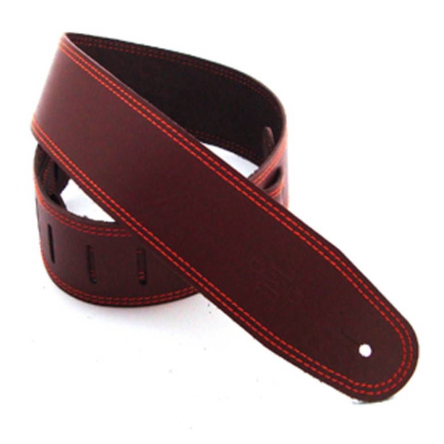 DSL Straps Classic Series Single Ply Guitar Strap 2.5in - Maroon/Orange Stitch