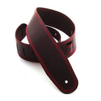 DSL Straps Classic Series Single Ply Guitar Strap 2.5in - Saddle Brown/Red Stitch