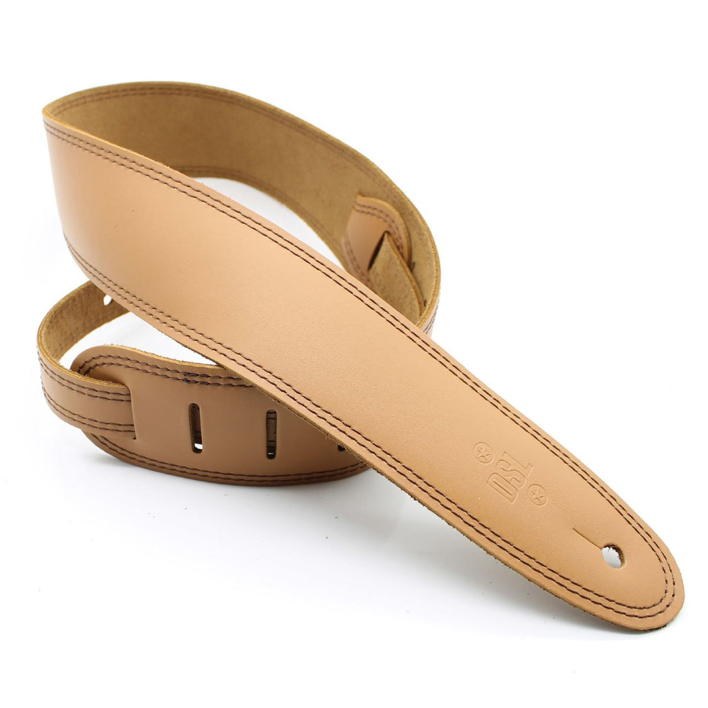 DSL Straps Classic Series Single Ply Guitar Strap 2.5in - Tan/Brown Stitch