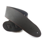 DSL Straps Classic Series Single Ply Guitar Strap 3.5in - Black/Brown Stitch