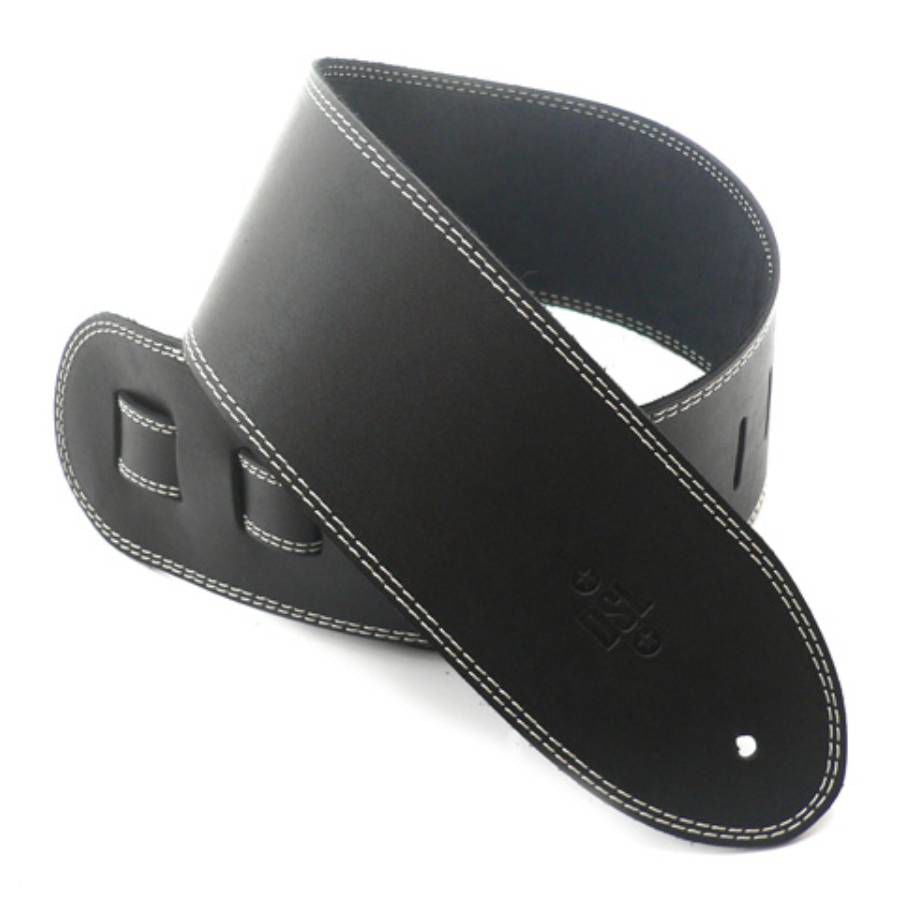 DSL Straps Classic Series Single Ply Guitar Strap 3.5in - Black/Beige Stitch