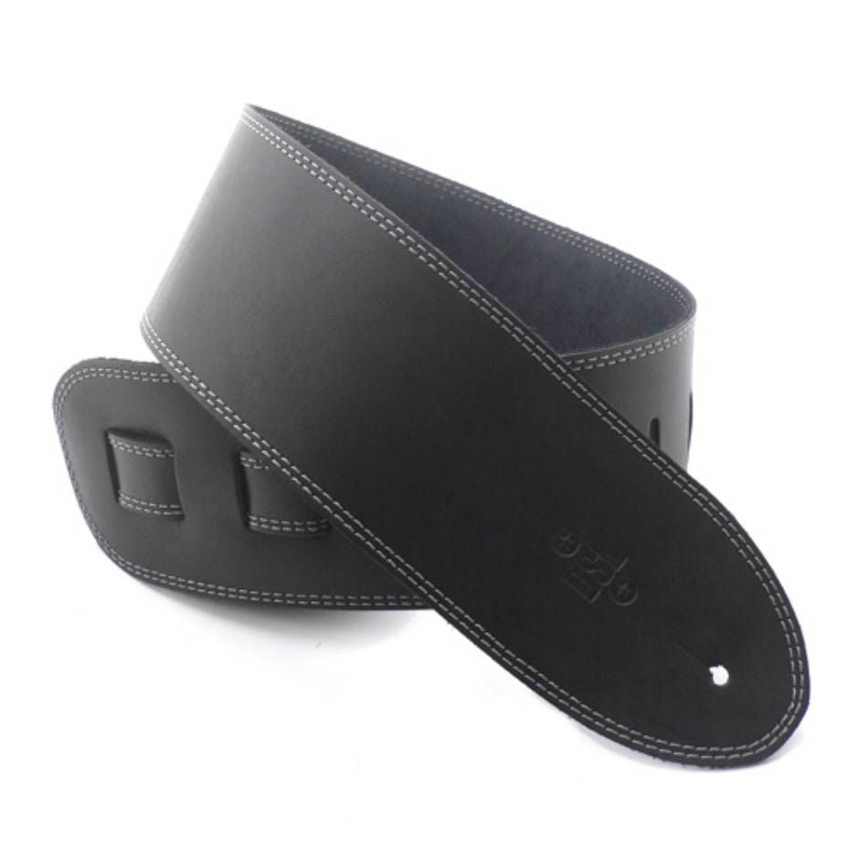 DSL Straps Classic Series Single Ply Guitar Strap 3.5in - Black/Grey Stitch