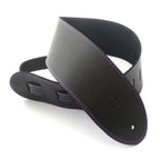 DSL Straps Classic Series Single Ply Guitar Strap 3.5in - Black/Purple Stitch
