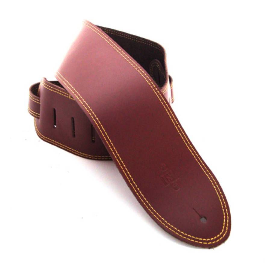 DSL Straps Classic Series Single Ply Guitar Strap 3.5in - Maroon/Yellow Stitch