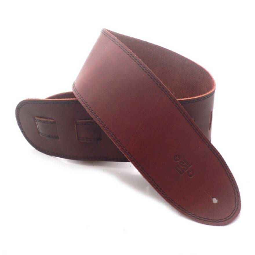 DSL Straps Classic Series Single Ply Guitar Strap 3.5in - Maroon/Black Stitch