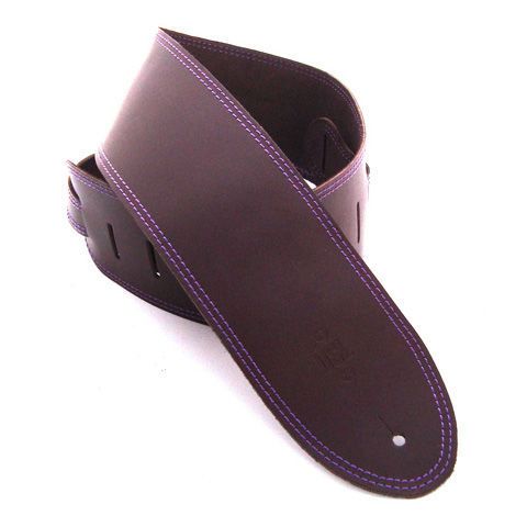 DSL Straps Classic Series Single Ply Guitar Strap 3.5in - Saddle Brown/Purple Stitch
