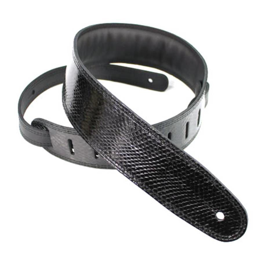 DSL Straps Exotic Series Snake Skin Guitar Strap 2.5in - Snake Skin Black