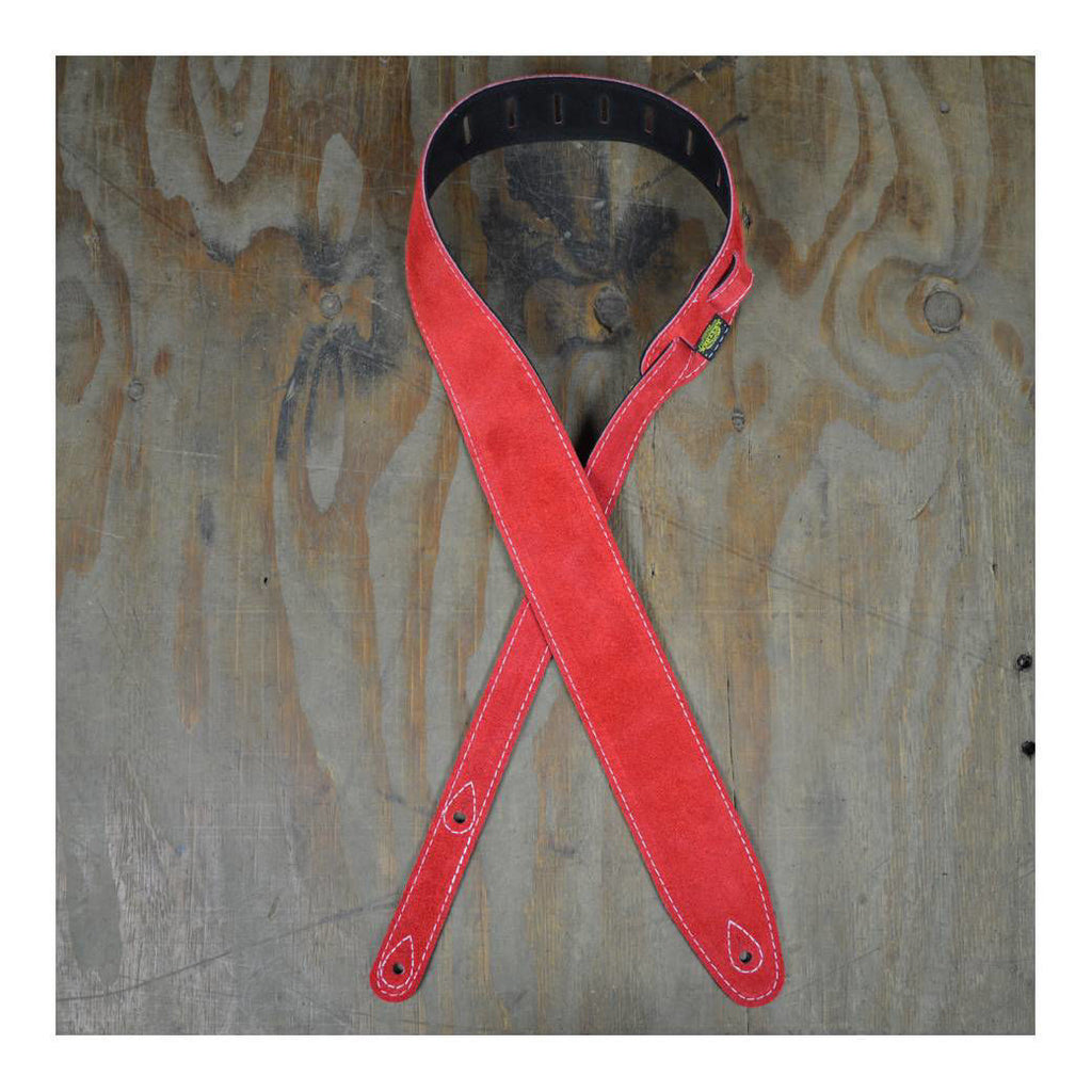 Colonial Leather Double Suede Guitar Strap - Red