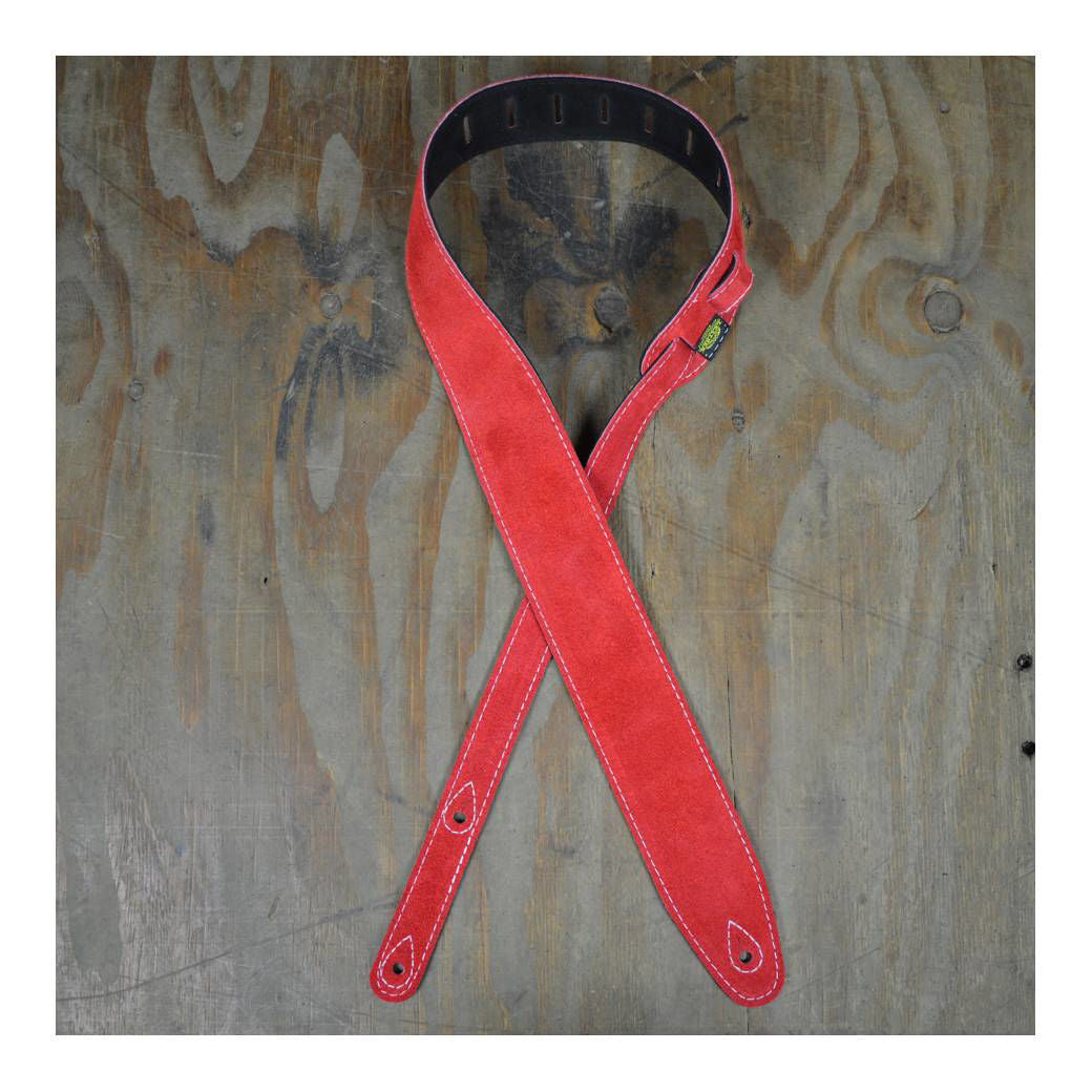Colonial Leather Double Suede Guitar Strap - Red