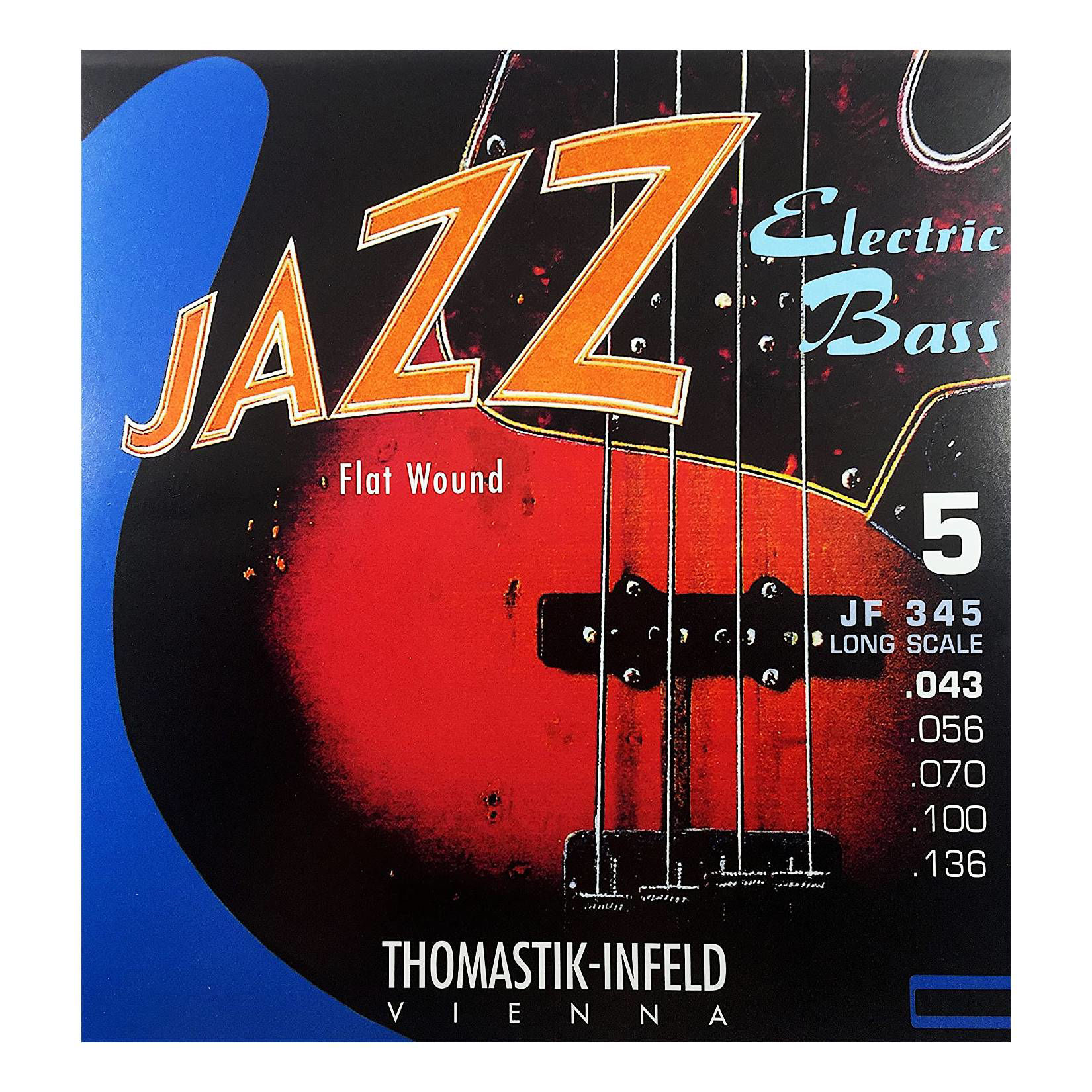 Thomastik JF345 Flat Wound 5 String 43-136 Electric Bass Guitar String Set