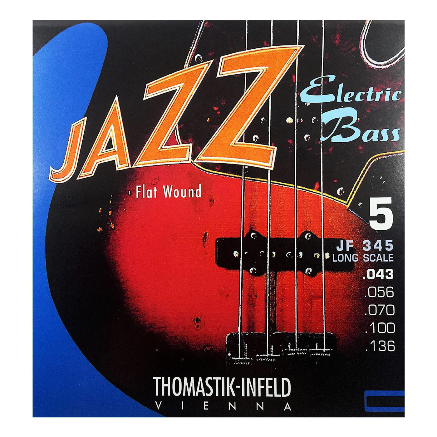 Thomastik JF345 Flat Wound 5 String 43-136 Electric Bass Guitar String Set