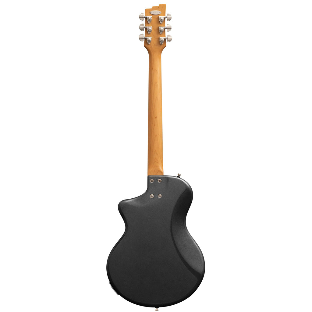 Duesenberg Julietta Catalina electric guitar in black with sleek body and chrome hardware, showcasing its stylish design and pickups.