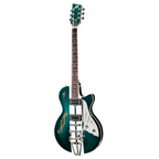 Duesenberg Alliance Mike Campbell 40th Anniversary electric guitar in vibrant green with chrome hardware and classic design.