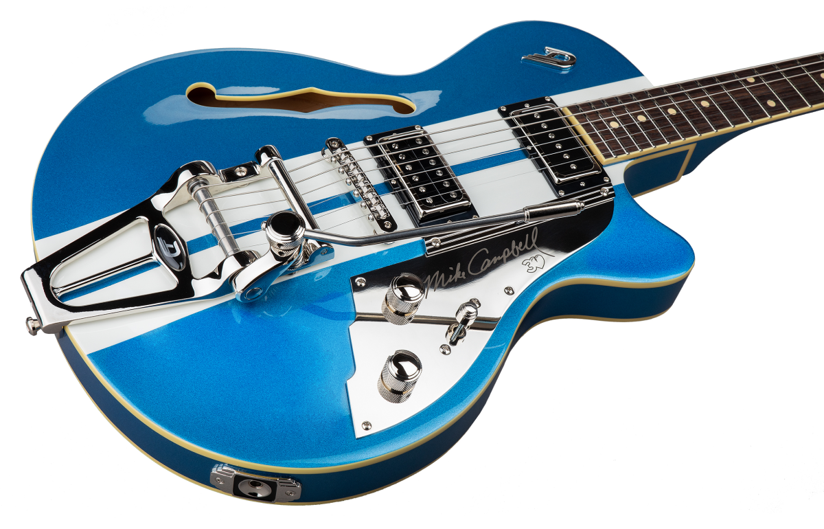 Duesenberg Alliance Series 30th Ann. Mike Campbell Hollowbody Electric Guitar in Blue/White