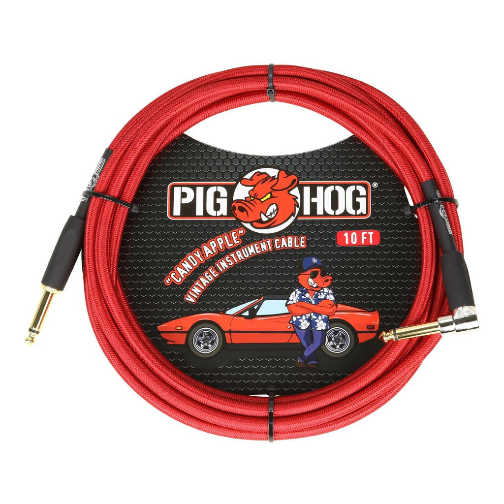 Pig Hog Instrument Cable - Right Angle - 10ft - Candy Apple Red
