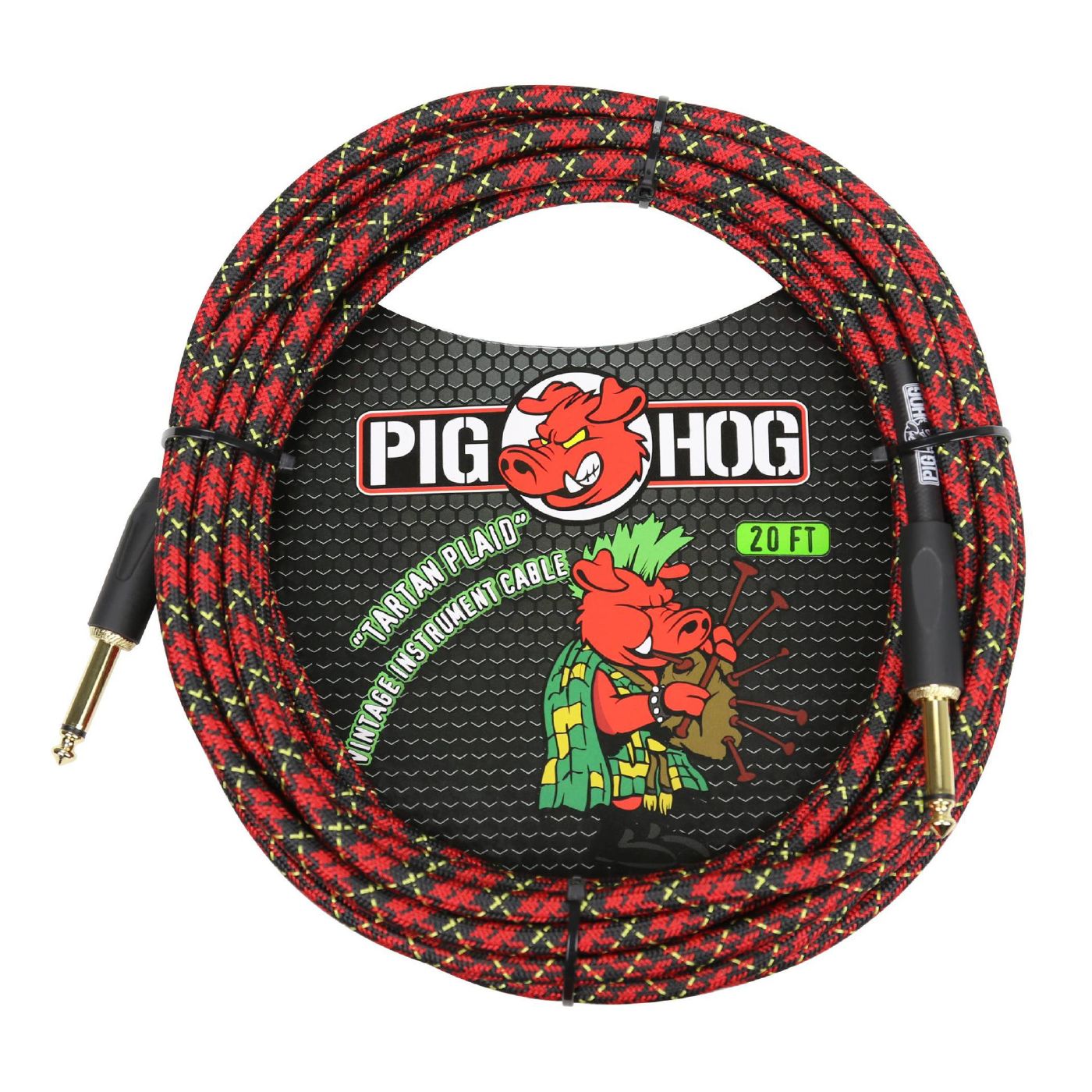 Pig Hog Instrument Cable - 20ft - Tartan Plaid
