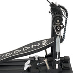 DW 2000A Series single kick drum pedal with chain drive, black finish, and adjustable footplate for drum set bass drum playing.