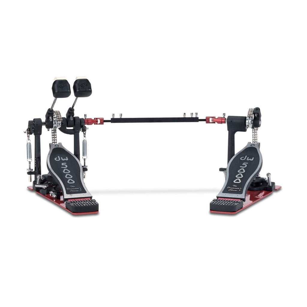 DW 5000 Series DWCP5002TDL3 left-handed double bass drum pedal with sturdy footplate and chain drive mechanism.