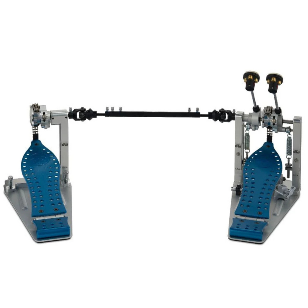 DW MFG Series Machined Chain Drive Double Bass Drum Pedal with Bag - Blue