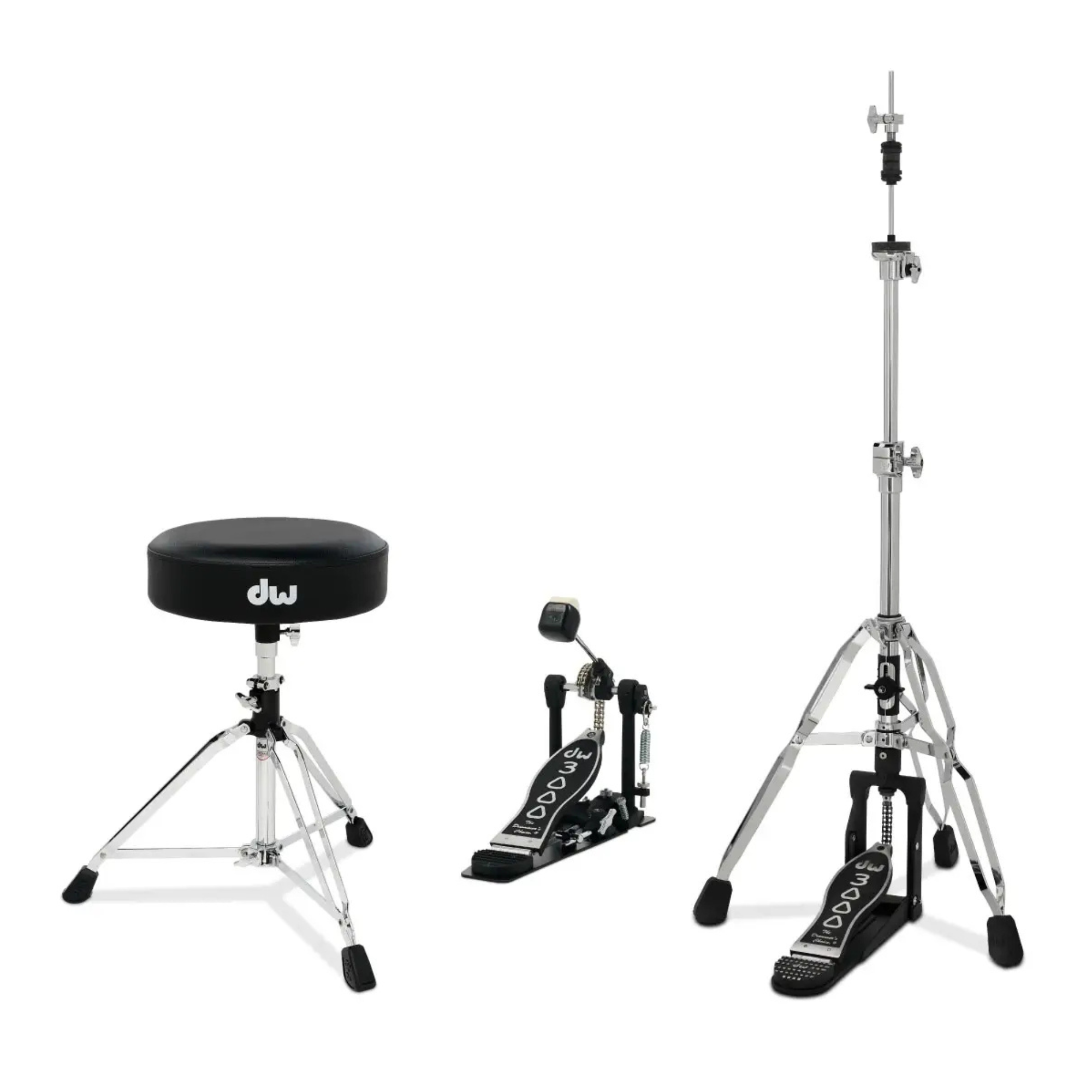 DW 3000 3pc Hardware Pack (Single Pedal, 3-leg HH Stand & Stool)