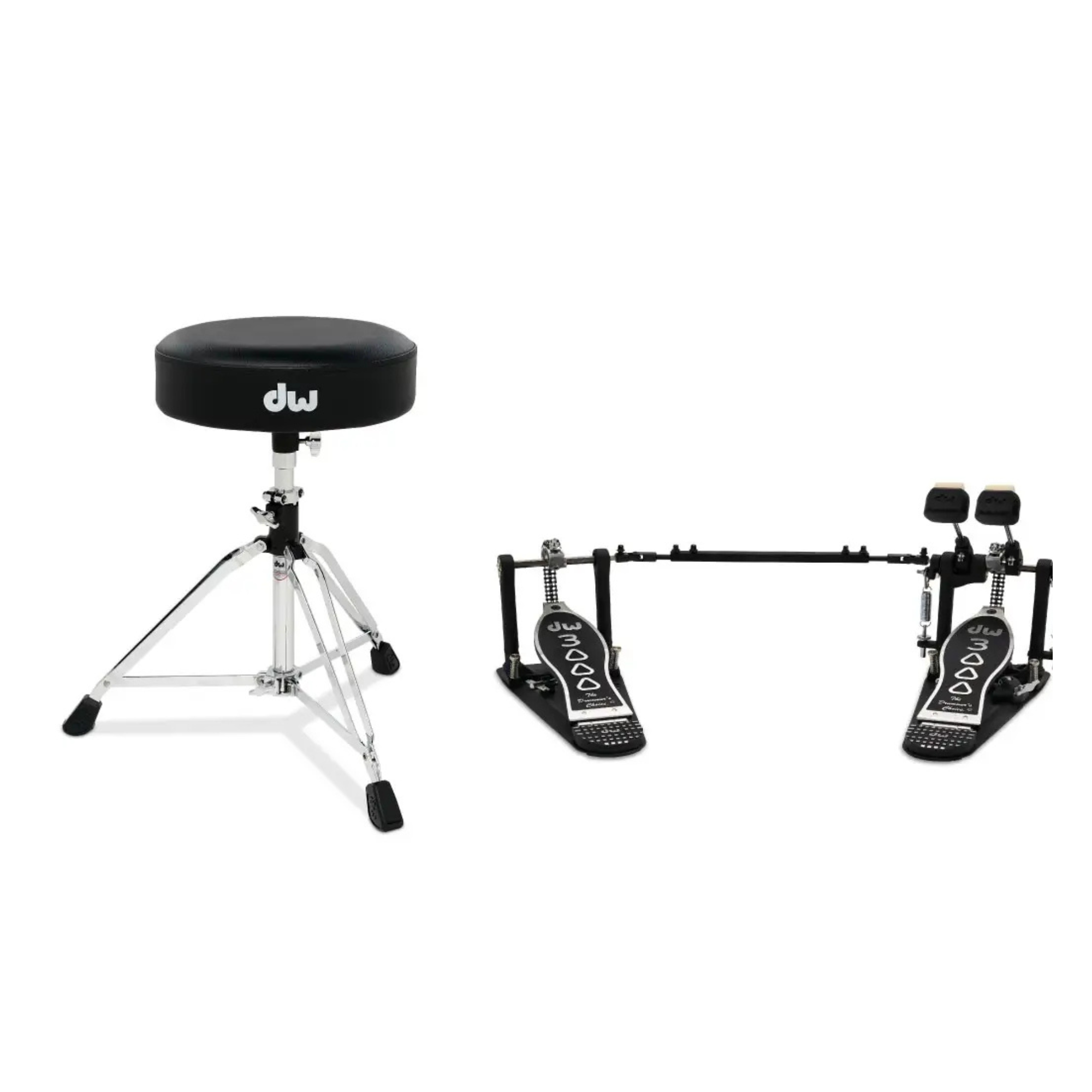 DW 3000 4pc Hardware Pack (Double Pedal, 3-leg HH Stand, SN Stand & Stool)
