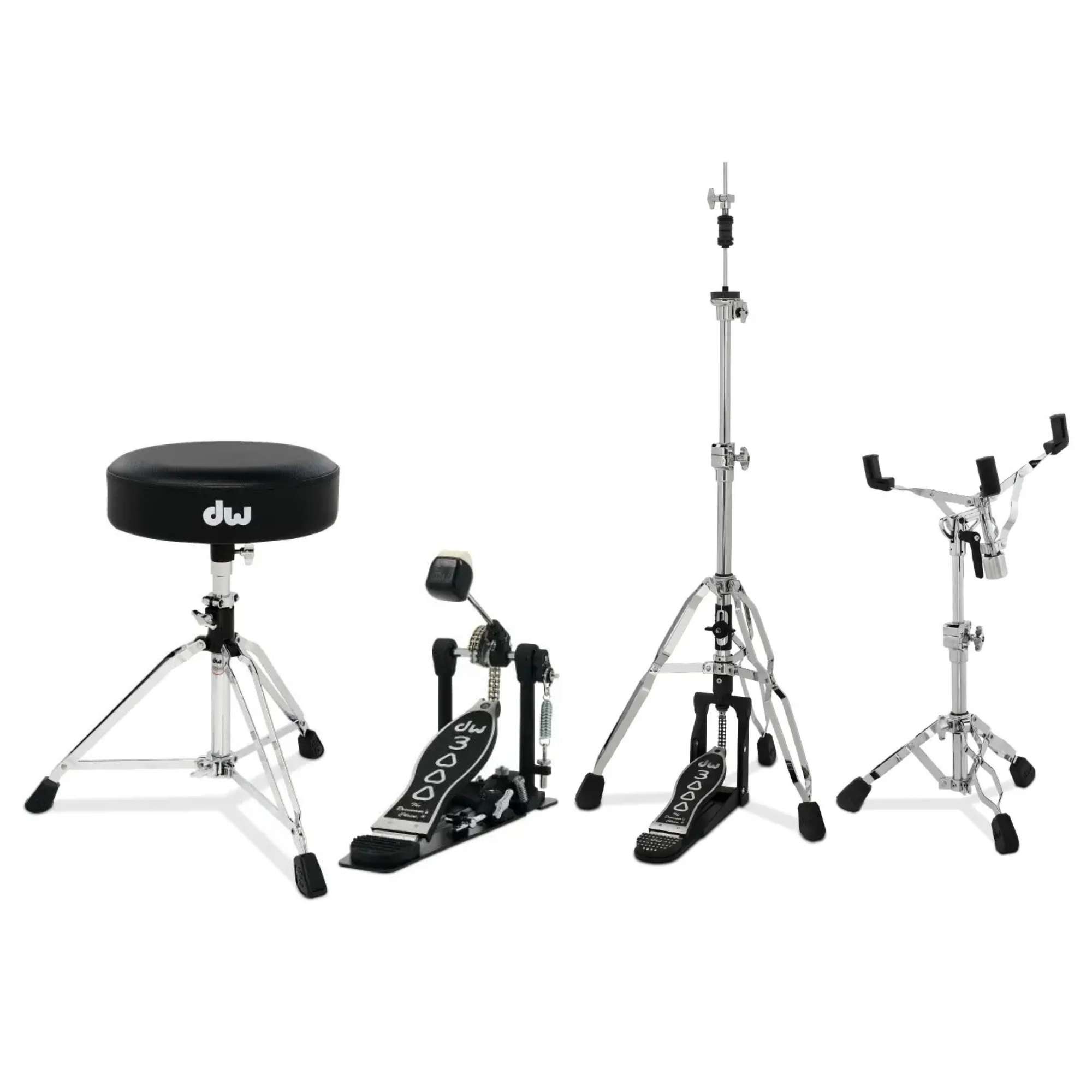 DW 3000 4pc Hardware Pack (Single Pedal, 3-leg HH Stand, SN Stand & Stool)