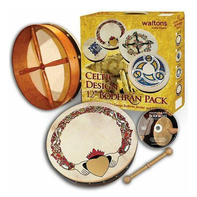 Waltons DWP1931 12in ‚ÄúCladdagh‚Äù Print Bodhran Pack