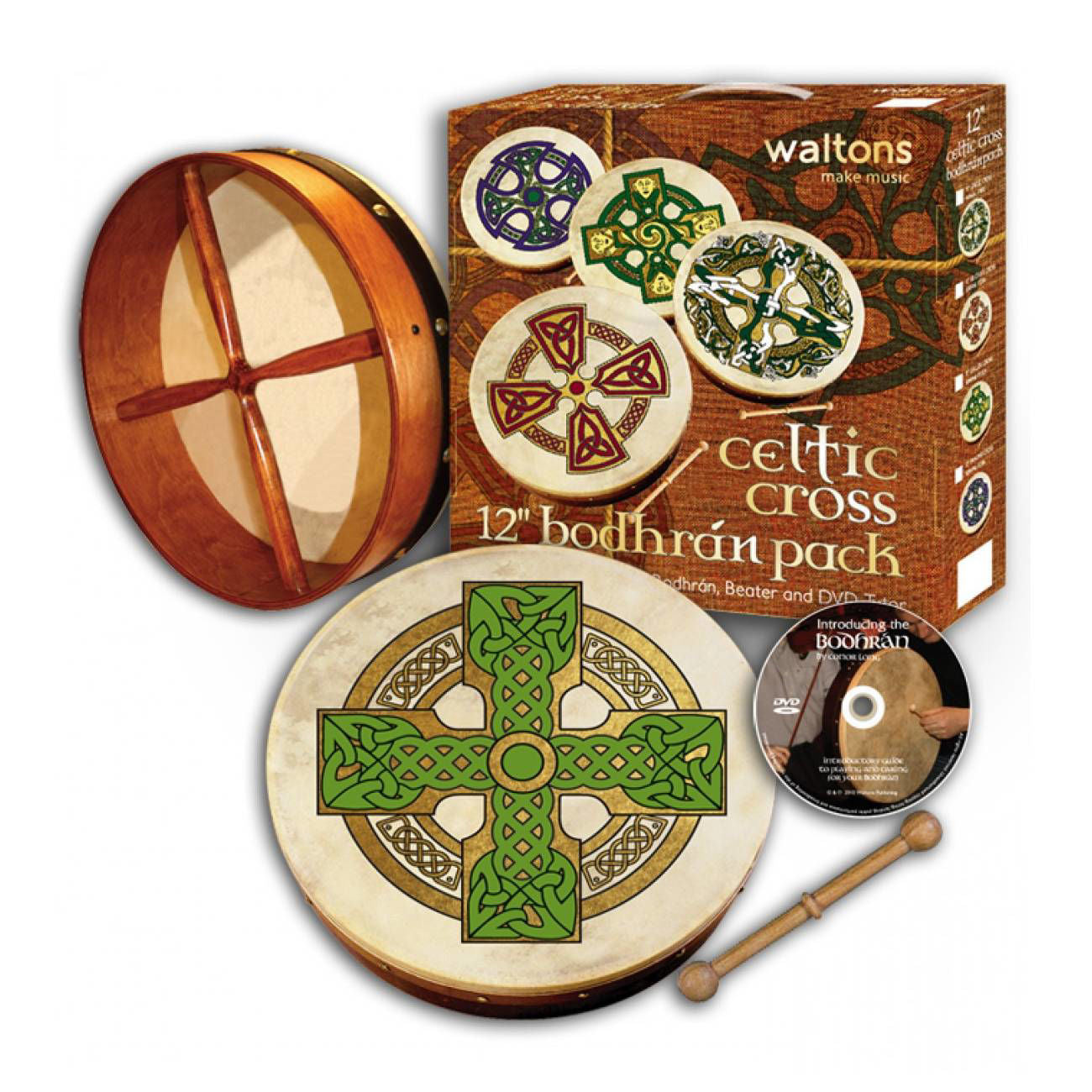 Waltons DWP2512 18in ‚ÄúCloghan Cross‚Äù Print Bodhran Pack