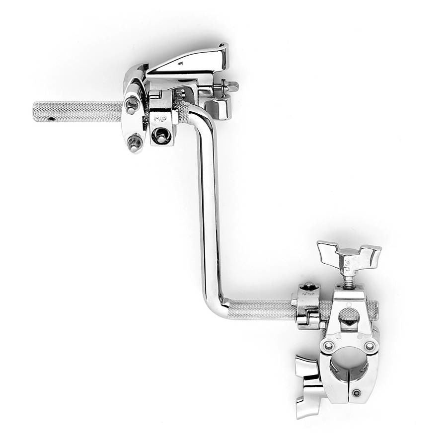 DW Hi-Hat Stabilizing System with claw hook clamp shown on drum hardware, ensuring stable hi-hat setup and secure attachment.