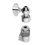 DW DWSM380 split hi-hat clutch for drum hardware, showing the metal clutch with adjustable wing nuts and mounting hardware.