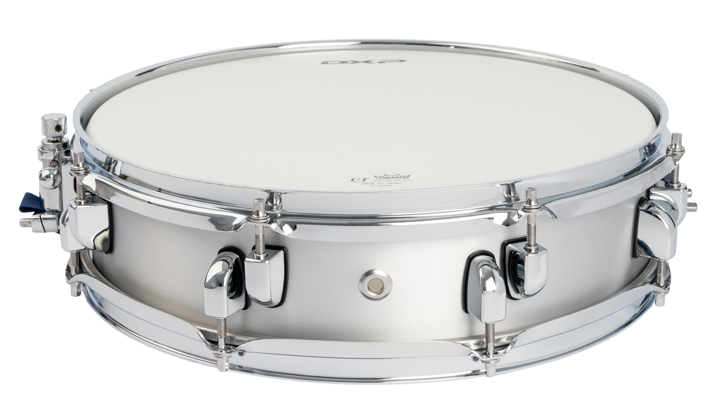 Dxp Piccolo snare drum from DXP, featuring drum hardware and accessories with a sleek metal finish.