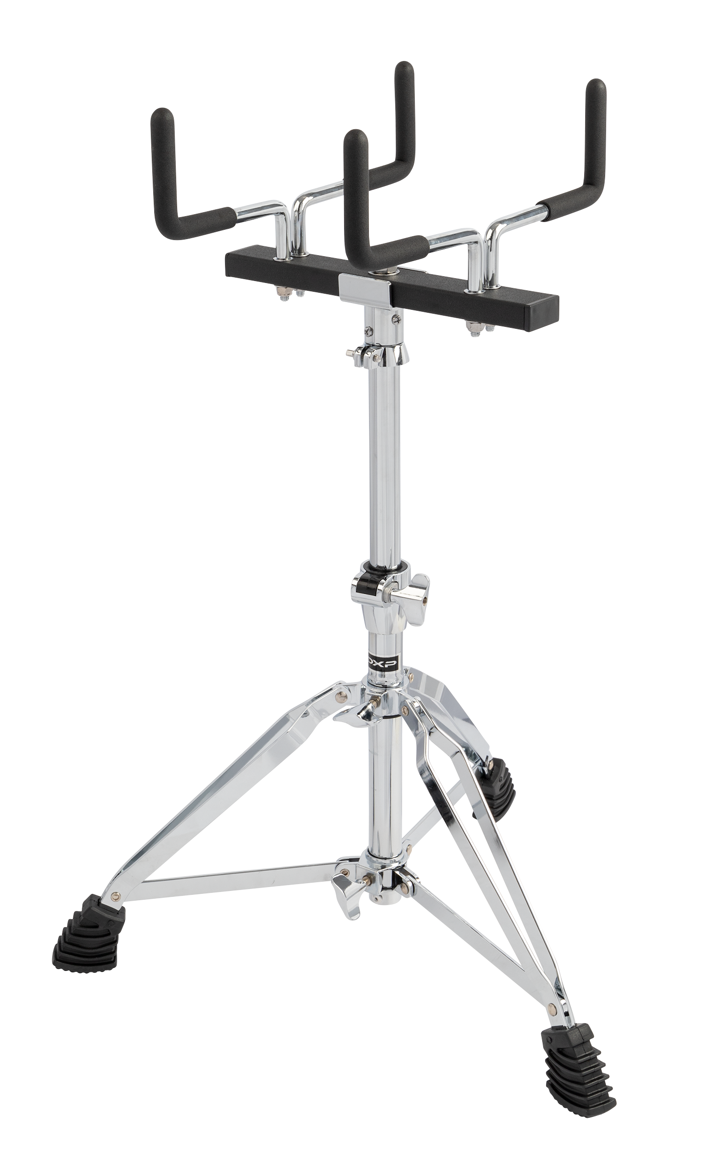 Dxp marching snare drum stand with adjustable arms and sturdy metal construction for secure drum support.