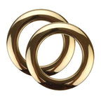 Two brass Bass Drum O's HBR-2 2-inch hole port rings for bass drum drum GMI, shown in a pack of two with a natural brass finish.