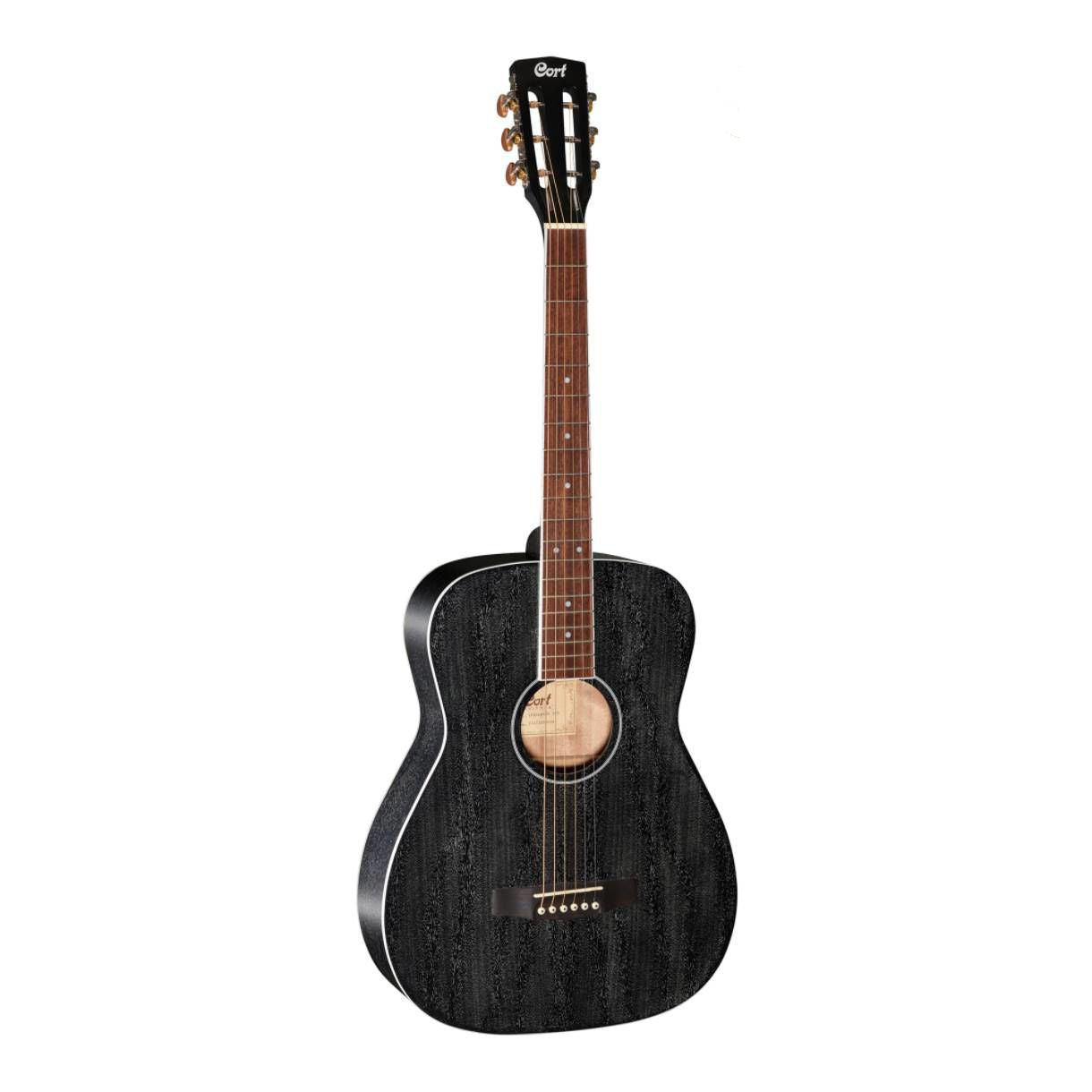 Cort AF590MF Bop All Mahogany Concert Acoustic Guitar with Pickup - Black Open Pore