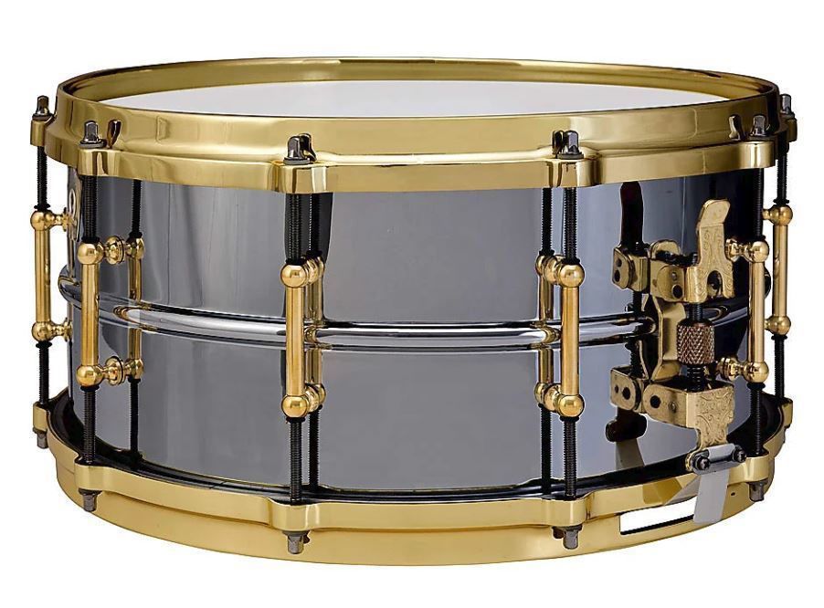 Ludwig L1LB417BT 14x6.5 Inch Black Beauty Smooth Brass Shell Tube Lugs Snare Drum - Black Chrome