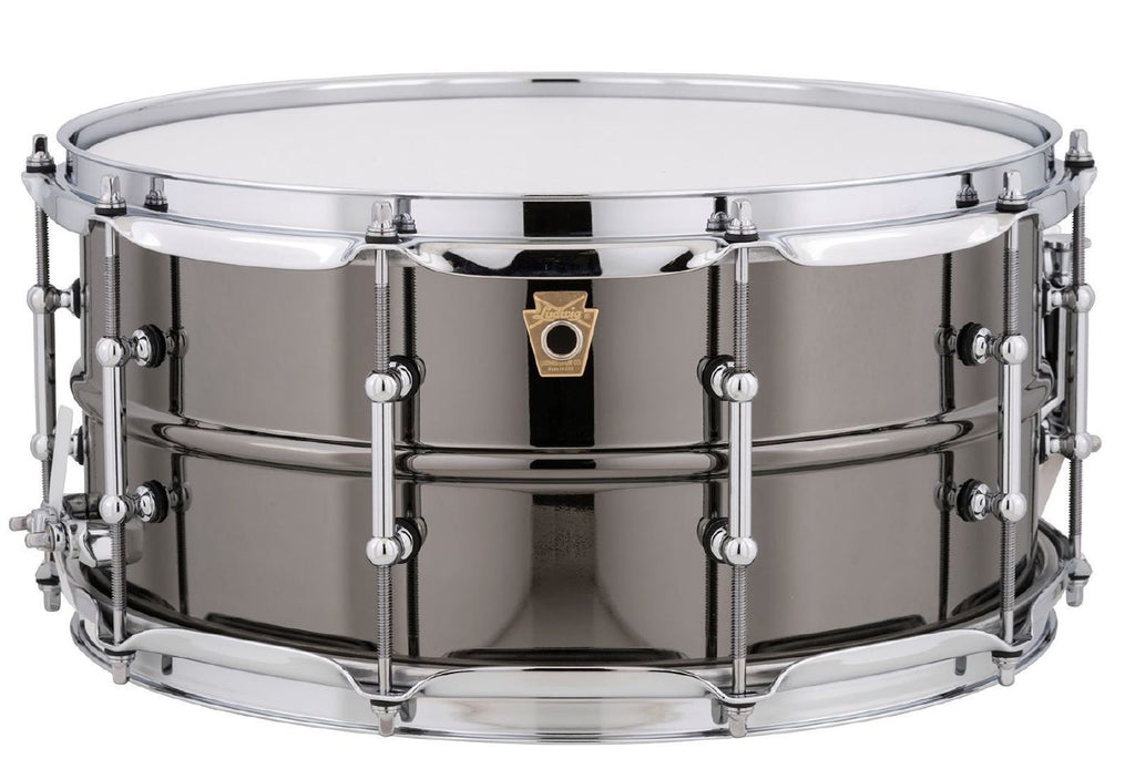 Ludwig L1LB417T 14x6.5 Inch Black Beauty Smooth Brass Shell Tube Lugs Snare Drum - Black Chrome