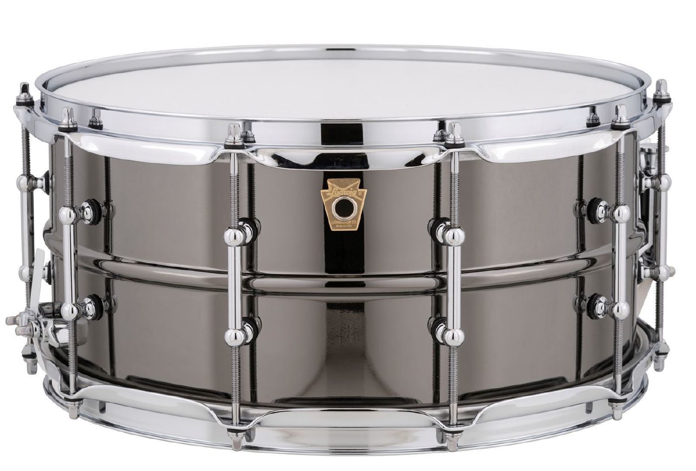 Ludwig L1LB417T 14x6.5 Inch Black Beauty Smooth Brass Shell Tube Lugs Snare Drum - Black Chrome