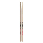 Vic Firth American Classic 5A drumsticks with barrel tips shown, made for drumming and percussion playing.