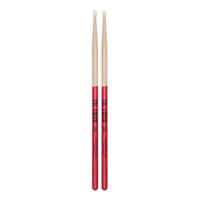 Vic Firth American Classic 7AN nylon tip drumsticks with Vic Grip, designed for durability and comfortable grip for drummers.