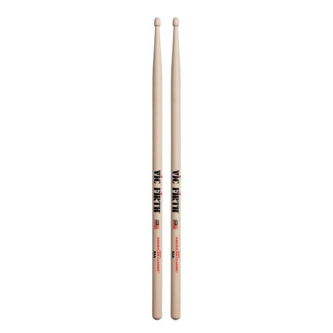 Vic Firth American Classic 85A wood tip drumsticks, suitable for drumming, with a smooth finish and balanced weight for versatile play.