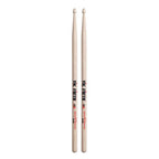 Vic Firth American Heritage 5B wood tip drumsticks, showing the natural wood finish and tapered design for drumming.