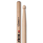 Vic Firth Corpsmaster MS1 snare drumsticks with wooden tips shown on a white background.