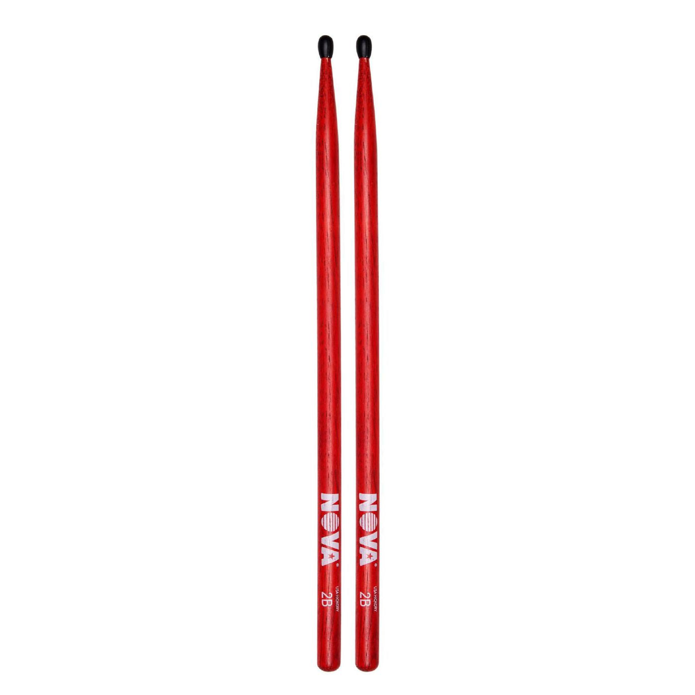 Vic Firth 2BN in Red with NOVA imprint - Nylon Tip Drumsticks