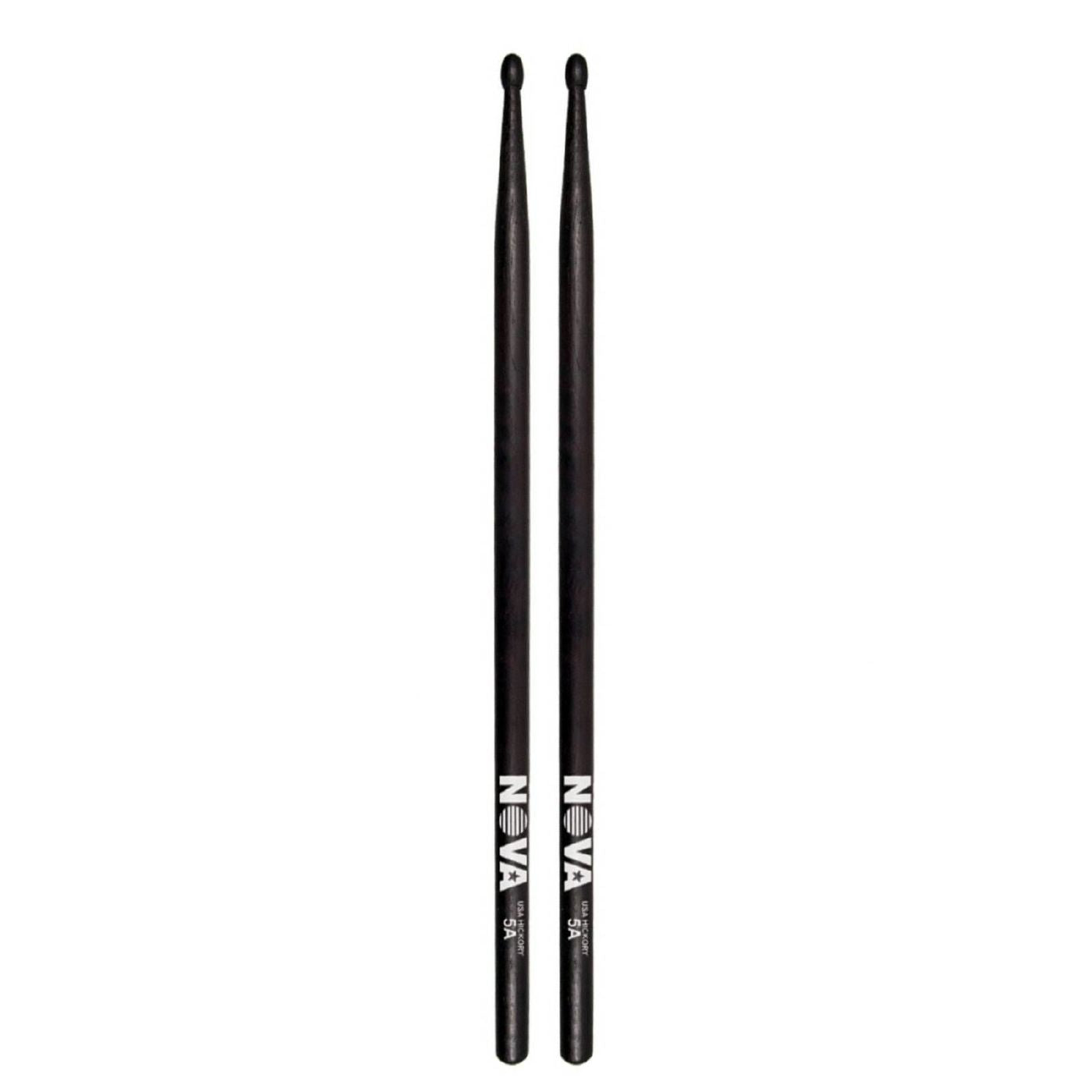 Vic Firth 5A in Black with NOVA imprint - Wood Tip Drumsticks