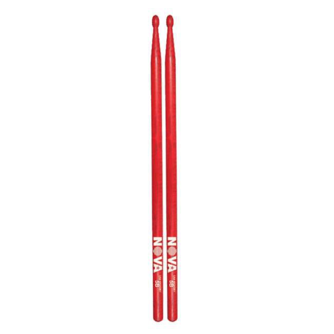 Vic Firth 5B in Red with NOVA imprint - Wood Tip Drumsticks