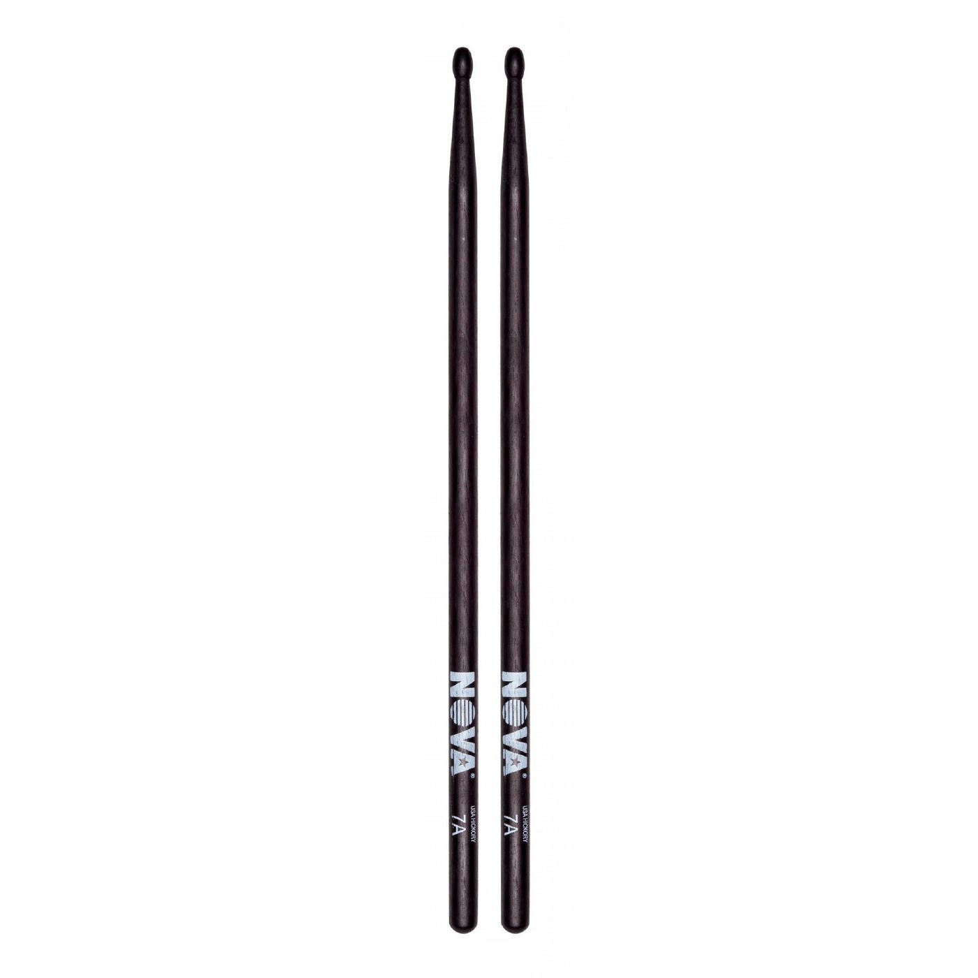 Vic Firth 7A in Black with NOVA imprint - Wood Tip Drumsticks