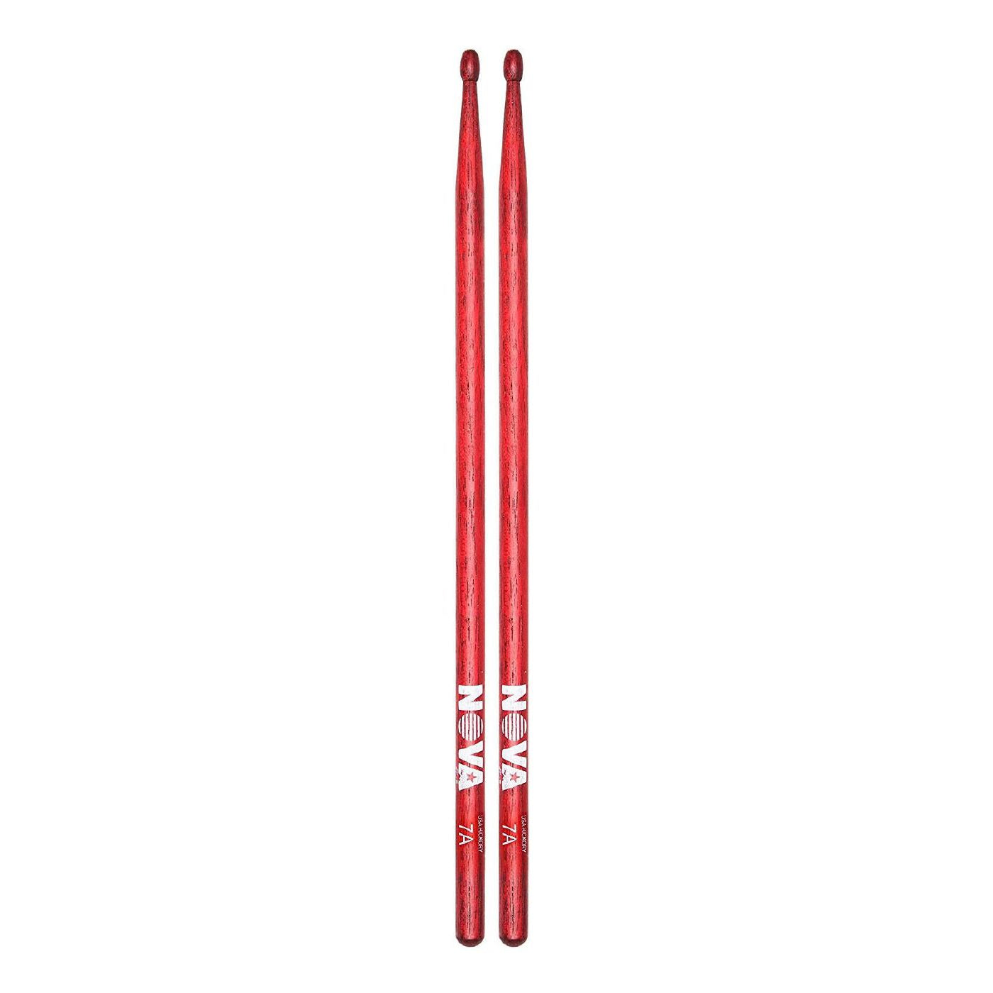 Vic Firth 7A in Red with NOVA imprint - Wood Tip Drumsticks