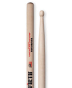 Vic Firth American Custom SD9 Driver wood tip maple drumsticks, showing the sticks with natural wood grain and brand logo.
