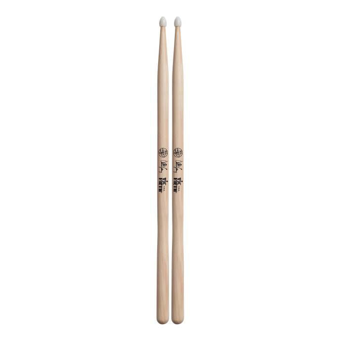 Vic Firth Danny Carey Signature Series nylon tip drumsticks, wooden sticks with detailed branding and grip.