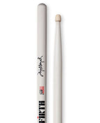 Vic Firth Jojo Mayer signature wood tip drumsticks with natural wood finish and detailed grip design for professional drumming.